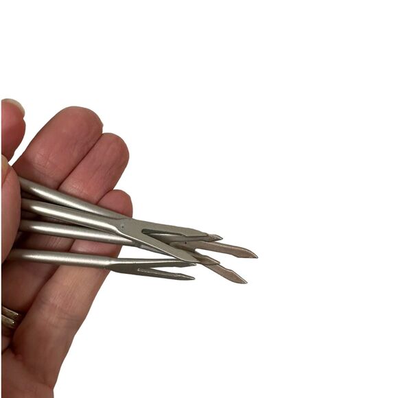 Fondue Skewers Set of 4 Dipping Fork Red Silver Minimalist Colorful Simple MCM - Picture 7 of 10